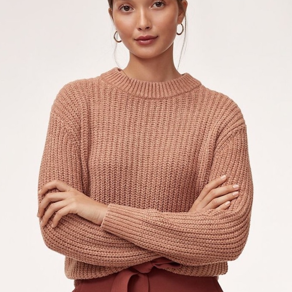 Aritzia Wilfred Essential Chenille Crewneck Ribbed Sweater Women’s XXS Fall Chic